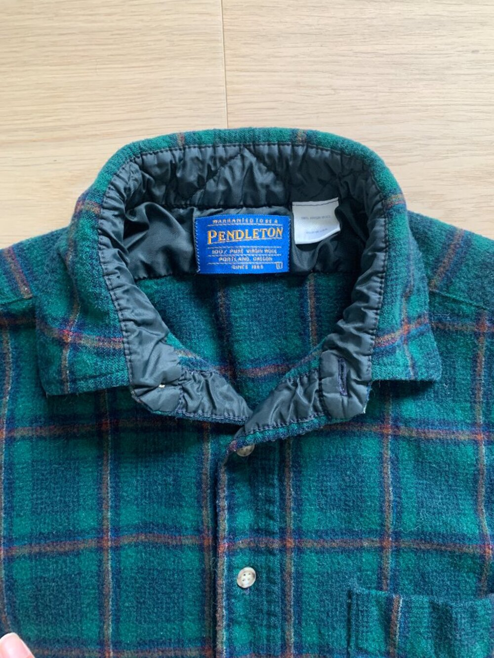 Pendleton Vintage Plaid Wool Shirt Womens Button Up S Green Blue Western Outdoor - Picture 3 of 14